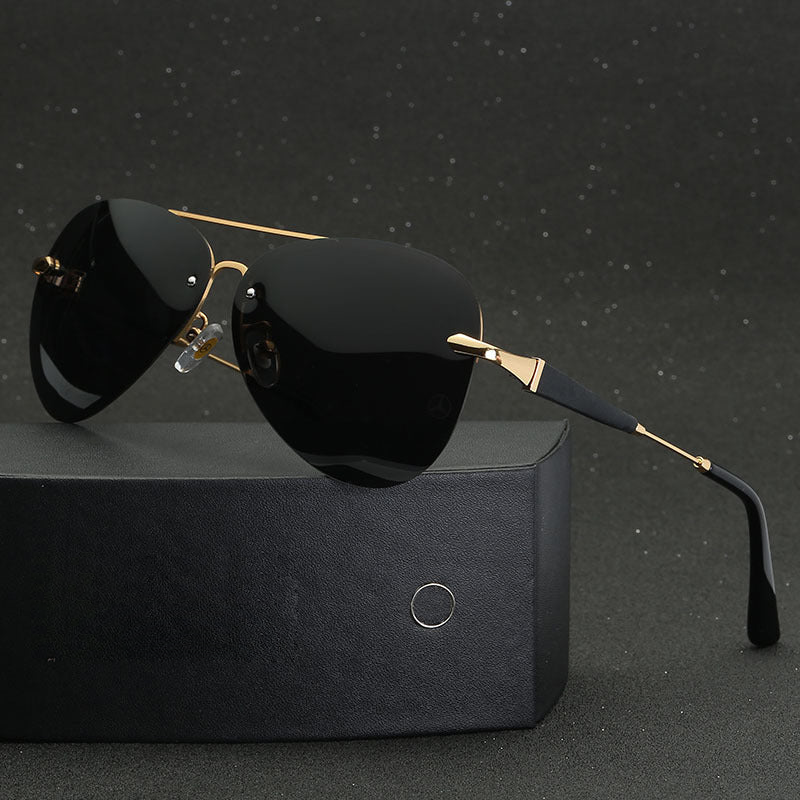 Alec - Stylische schwarze polarisierte Piloten-Sonnenbrille für Männer
